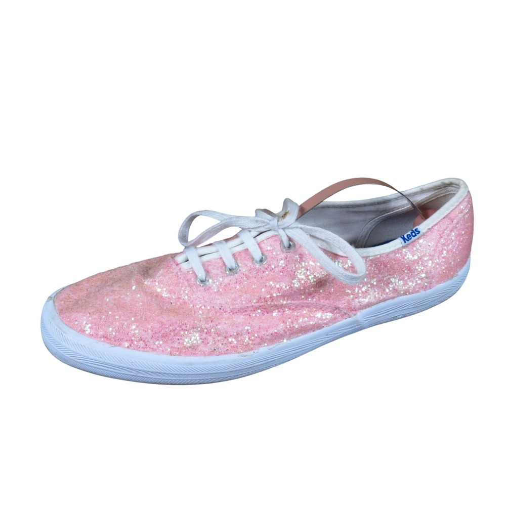 Keds Champion Women Sneaker Size 9 Sparkle Party Pink Glitter Lace Up Low Top